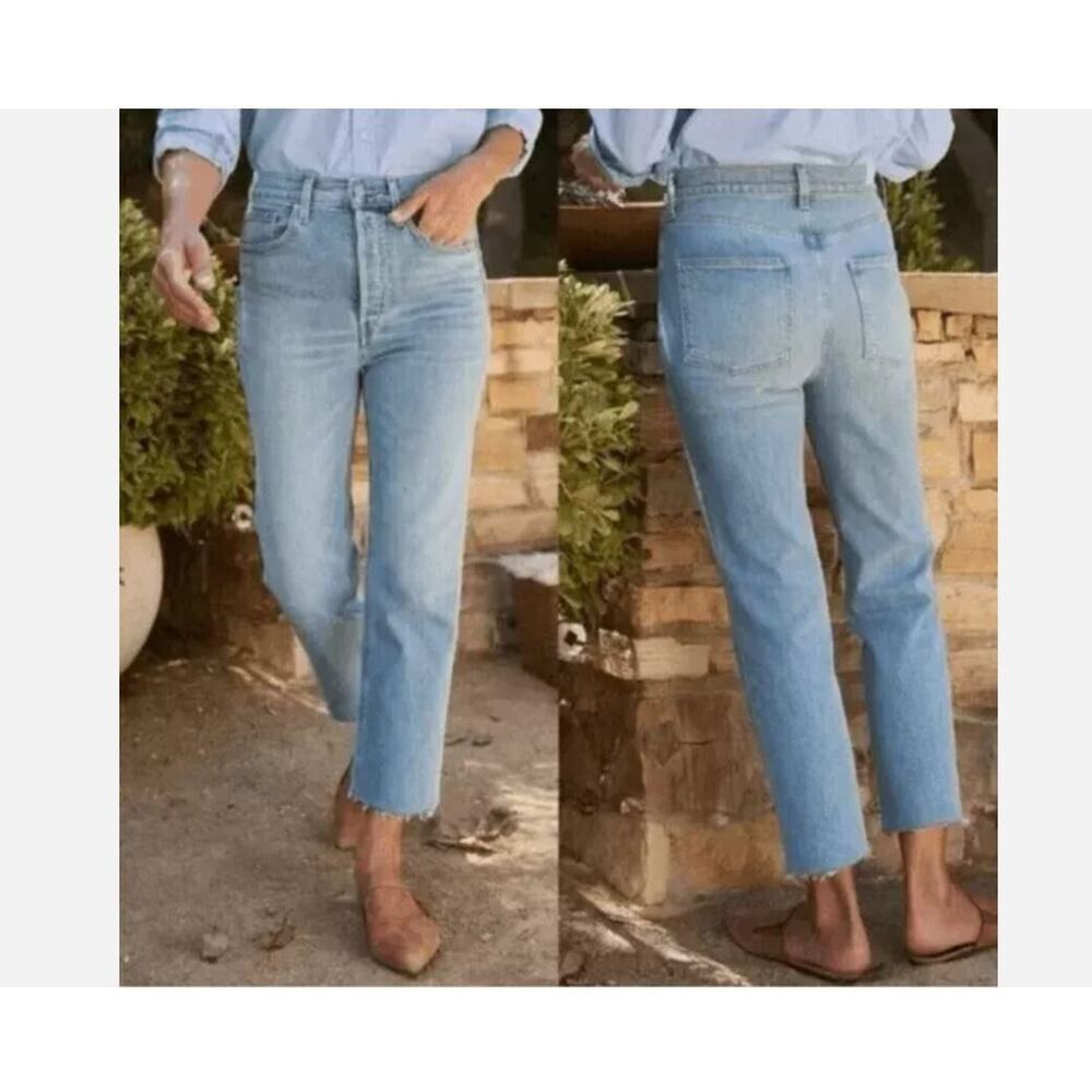 Frank & Eileen Jeans Size 31 Monaghan Mom High Rise Button Fly Raw Hem NWOT